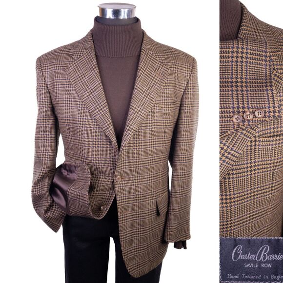 VTG Chester Barrie Windowpane Sport Coat Jacket Blazer 3-Button 42S England Made - Picture 1 of 12